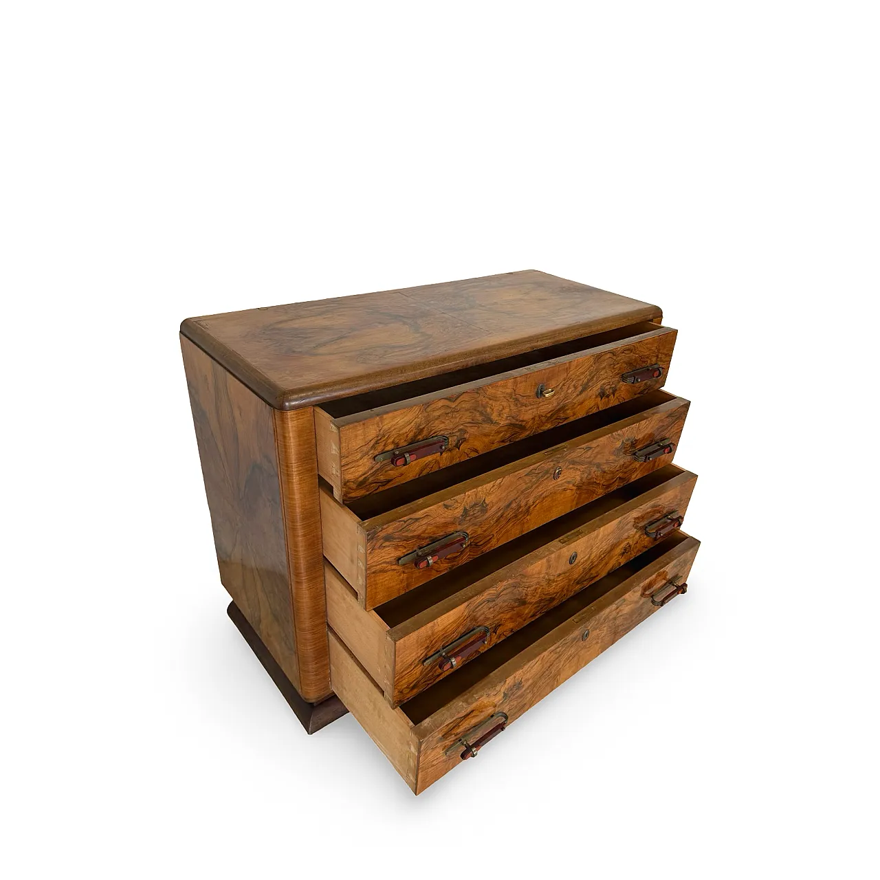 Italian art deco burl walnut chest of drawers, 1940s 20
