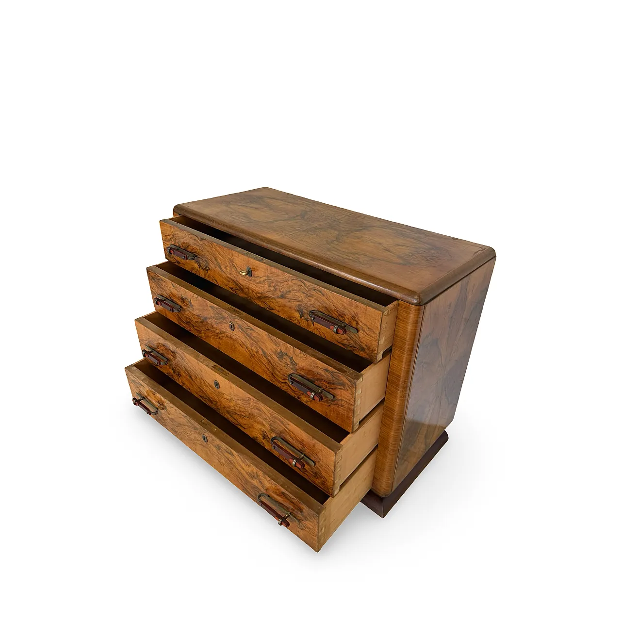 Italian art deco burl walnut chest of drawers, 1940s 24