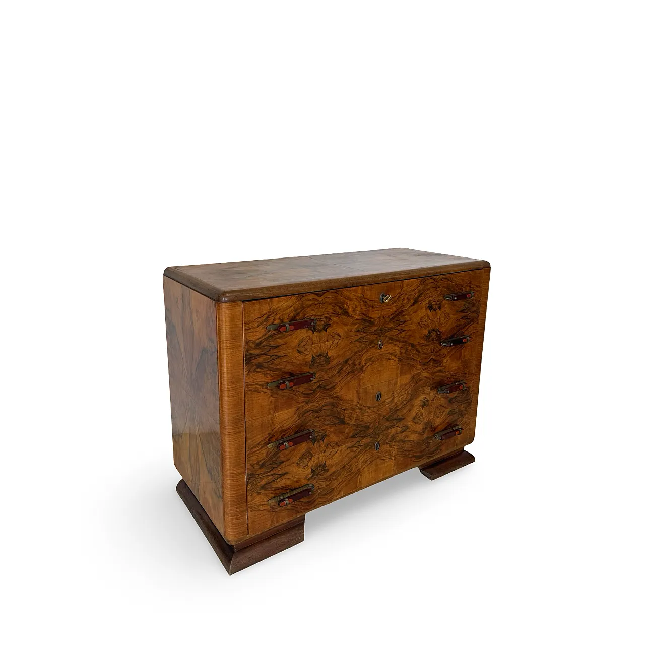 Italian art deco burl walnut chest of drawers, 1940s 33