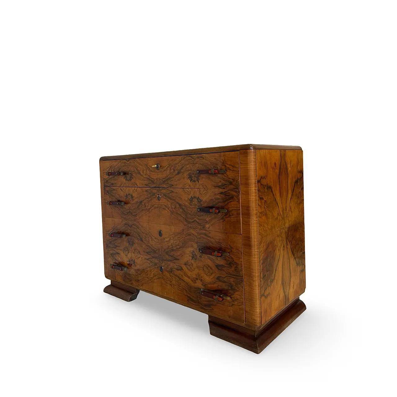 Italian art deco burl walnut chest of drawers, 1940s 41