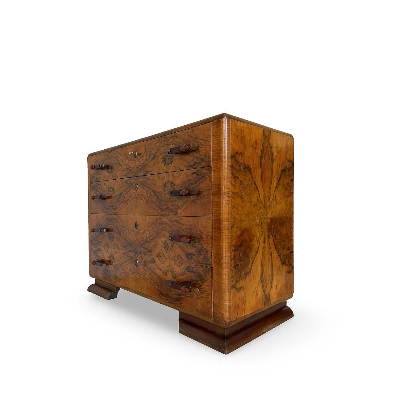 Italian art deco burl walnut chest of drawers, 1940s 43