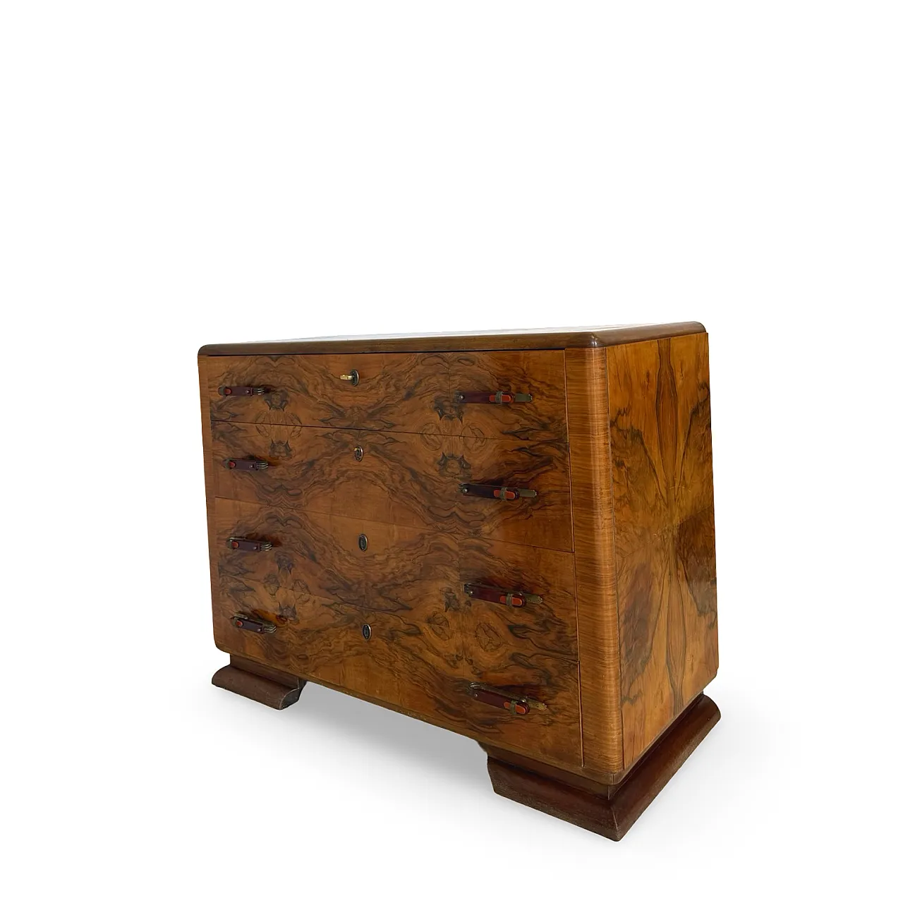 Italian art deco burl walnut chest of drawers, 1940s 48