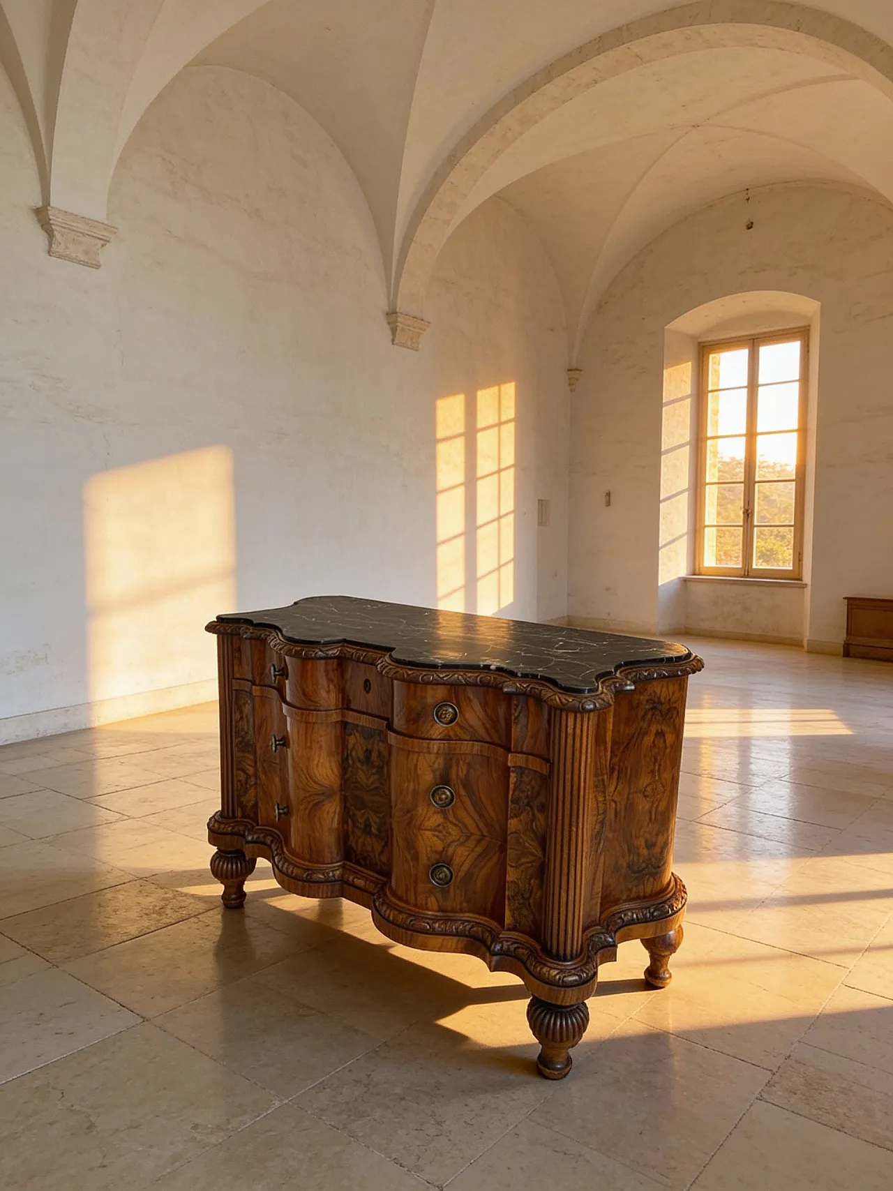 Walnut serpentine commode, 1930s 1