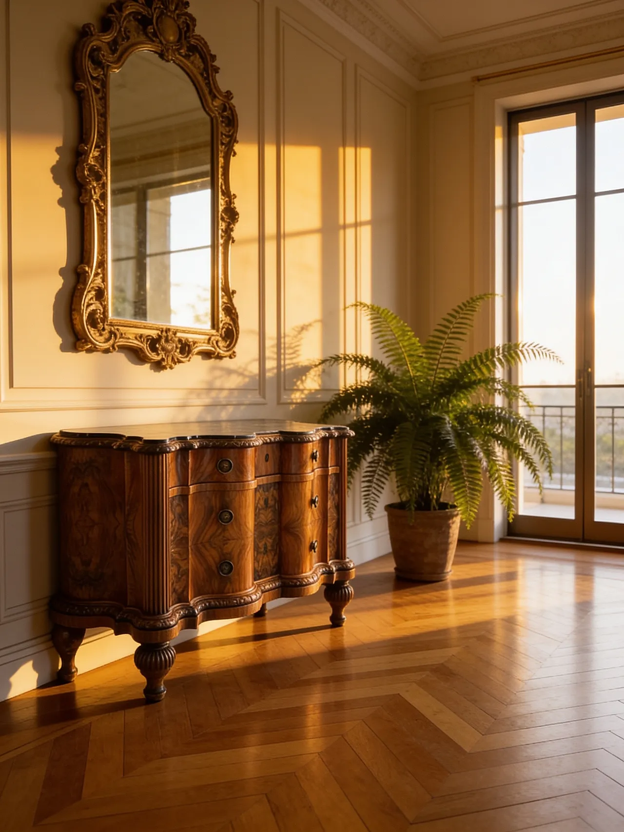 Walnut serpentine commode, 1930s 4