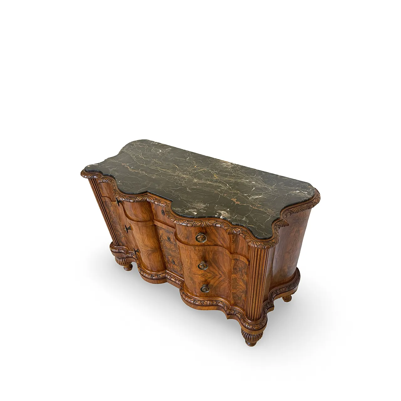 Walnut serpentine commode, 1930s 7