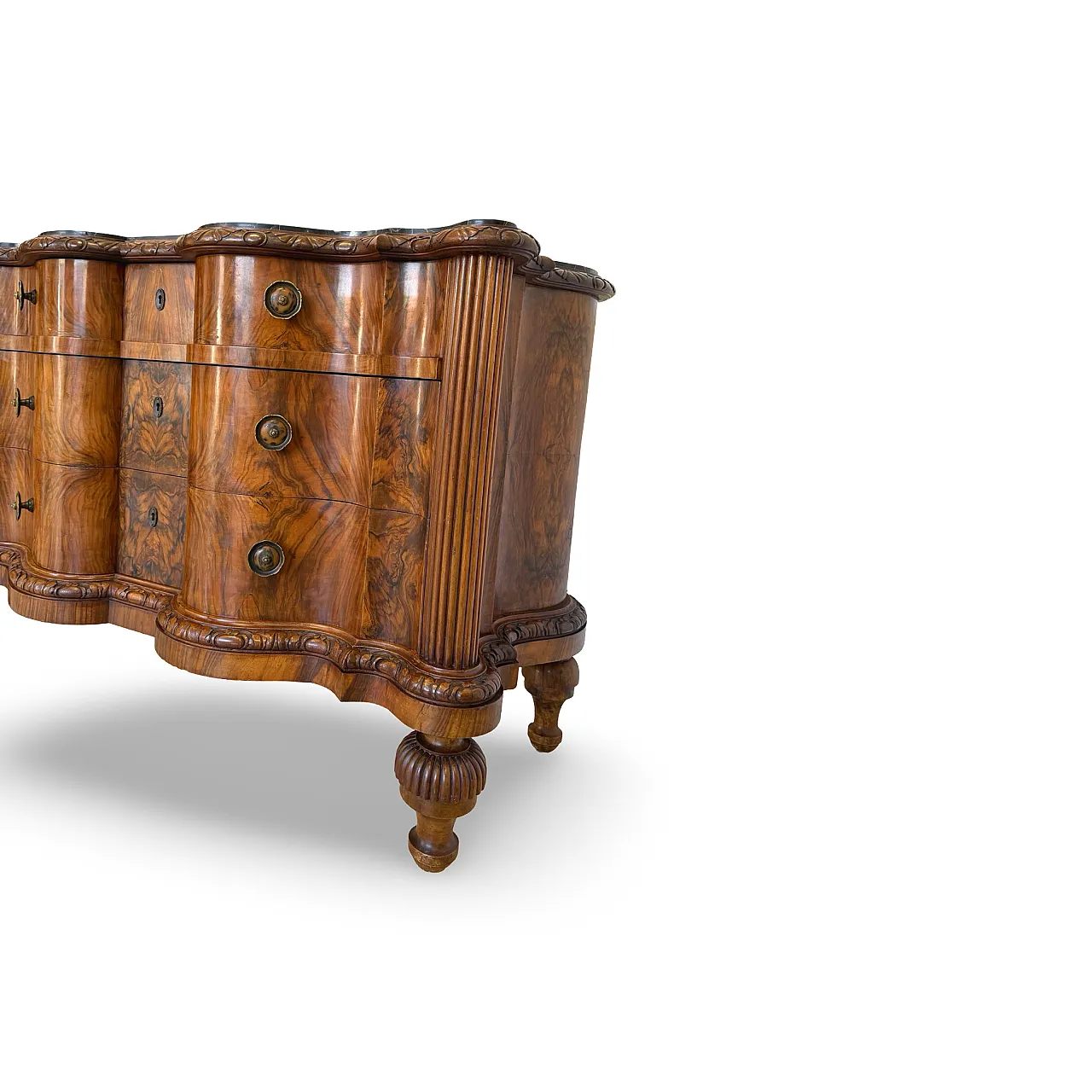 Walnut serpentine commode, 1930s 24