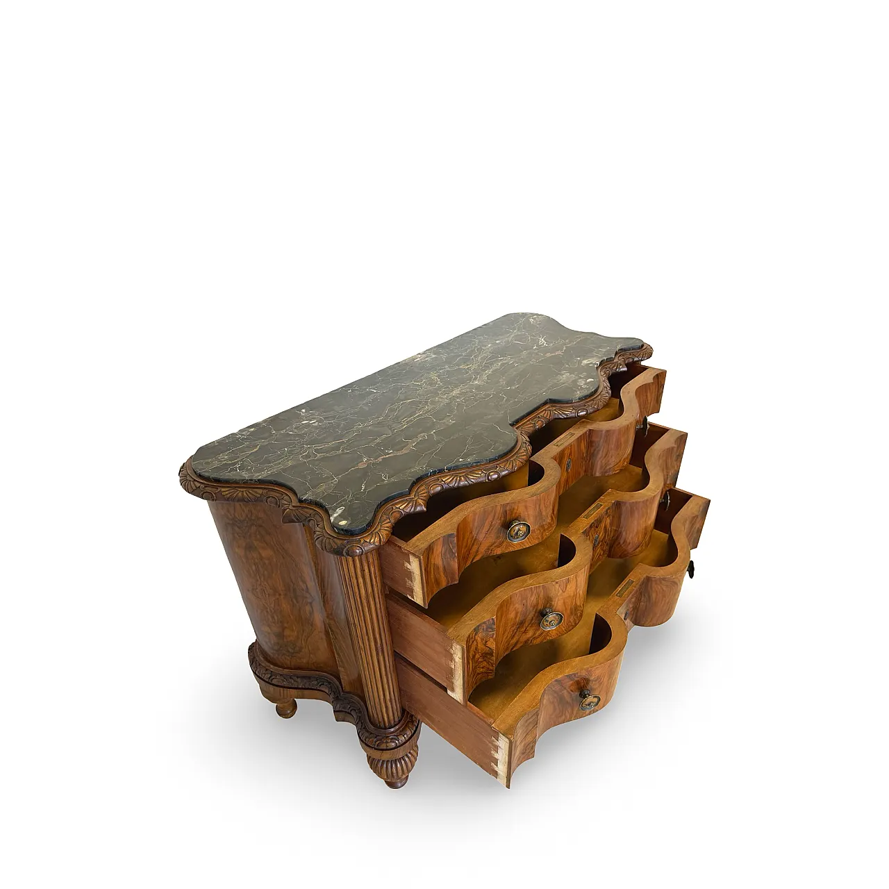 Walnut serpentine commode, 1930s 38