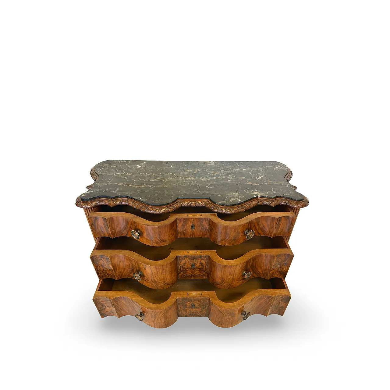 Walnut serpentine commode, 1930s 39
