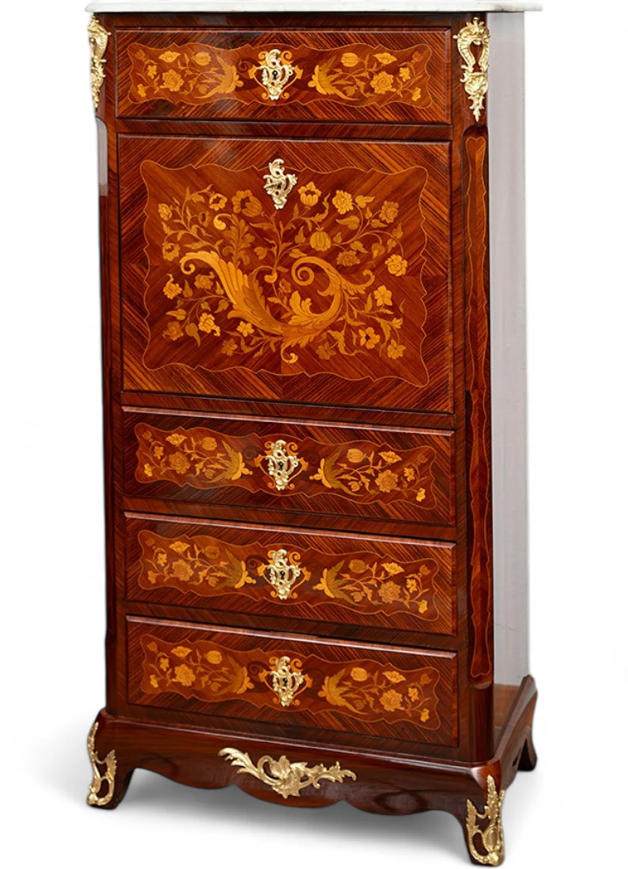 Napoleon III secretaire in precious exotic woods and bronze, 19th c. 6