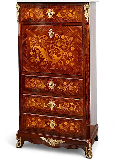 Napoleon III secretaire in precious exotic woods and bronze, 19th c.