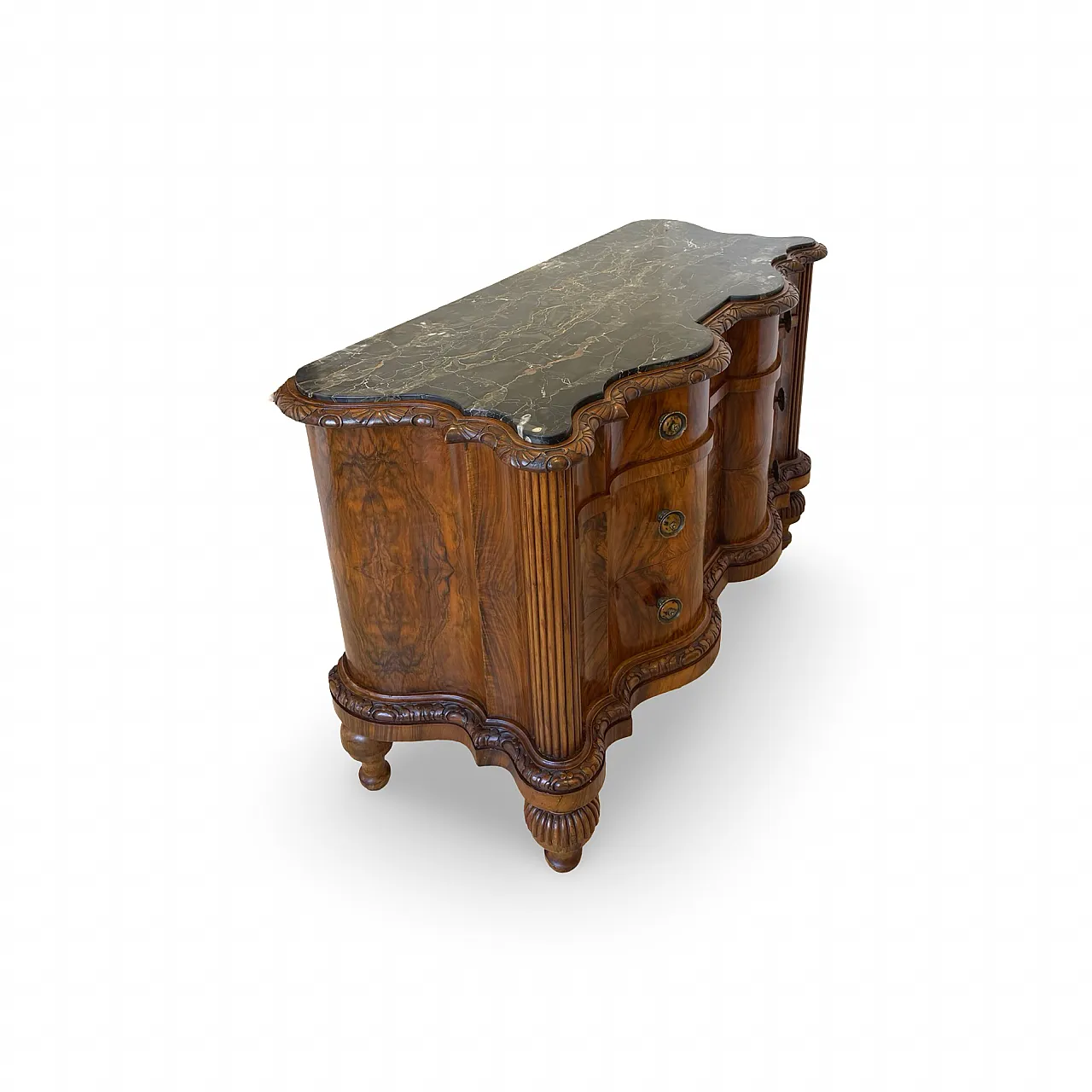 Walnut serpentine commode, 1930s 47