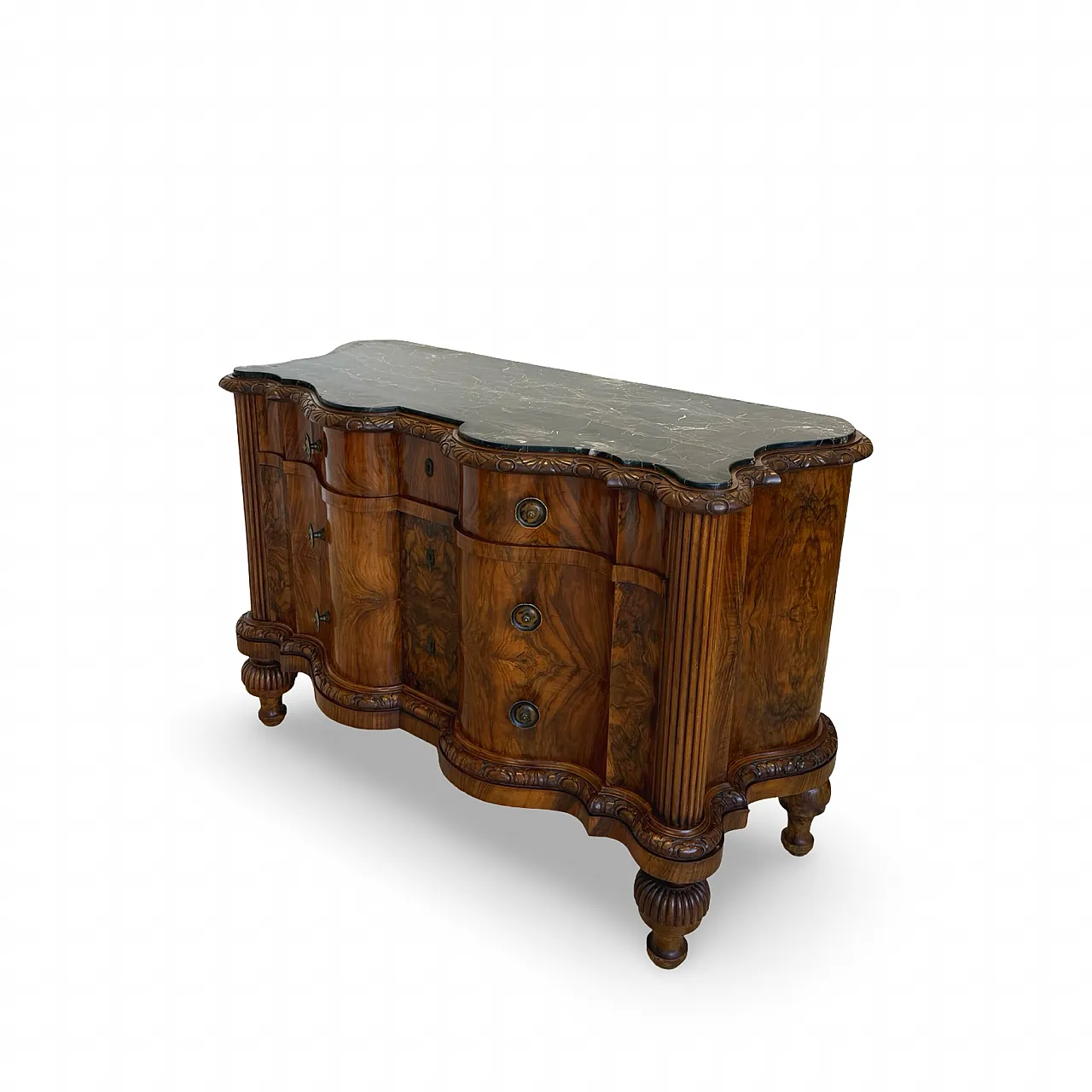 Walnut serpentine commode, 1930s 57