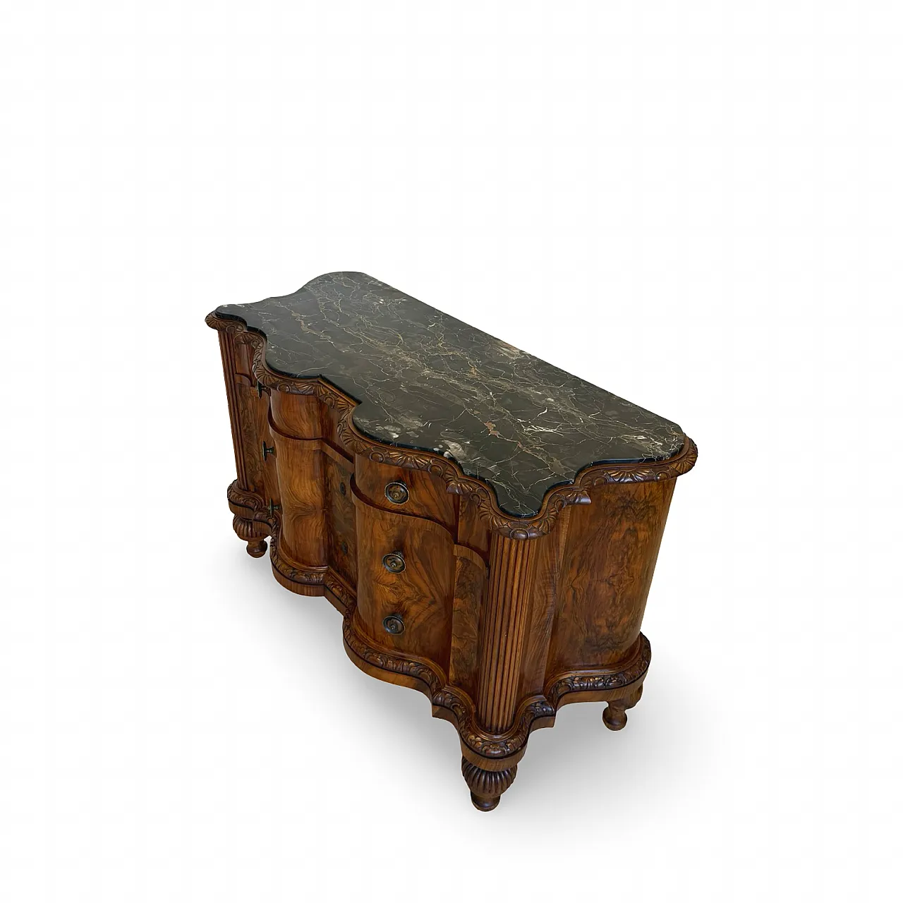 Walnut serpentine commode, 1930s 58