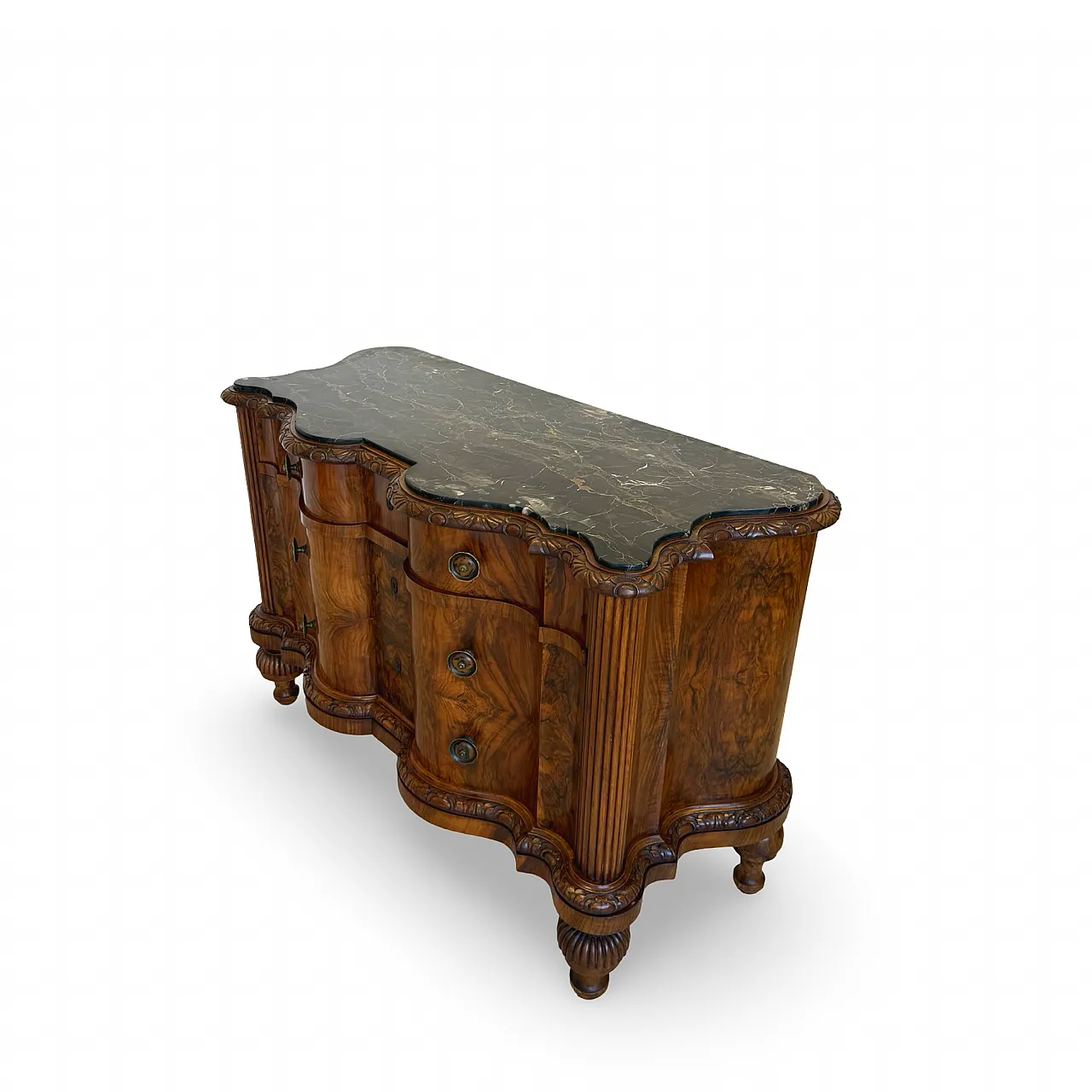 Walnut serpentine commode, 1930s 59