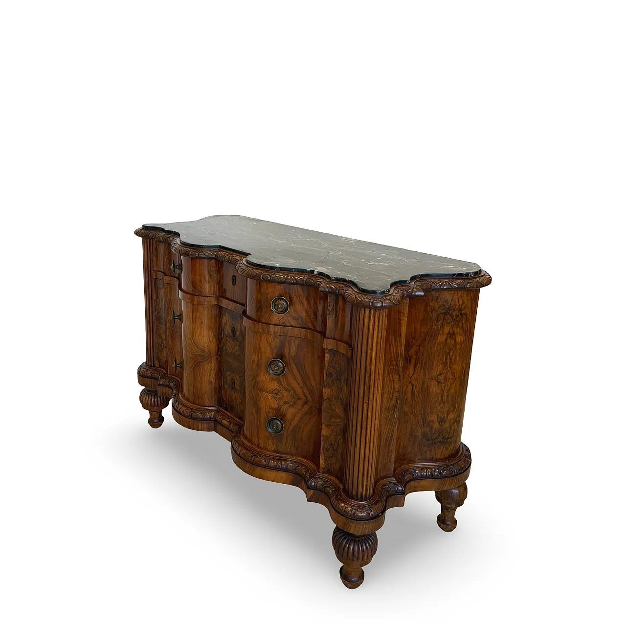 Walnut serpentine commode, 1930s 62