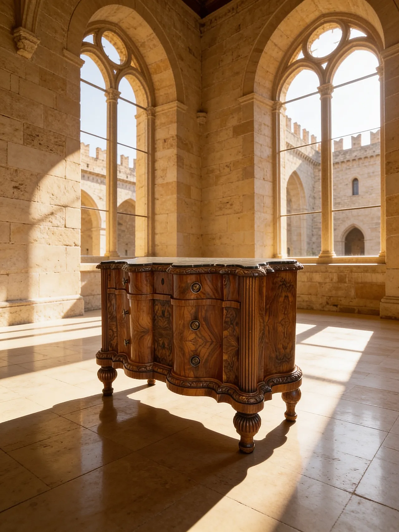 Walnut serpentine commode, 1930s 63