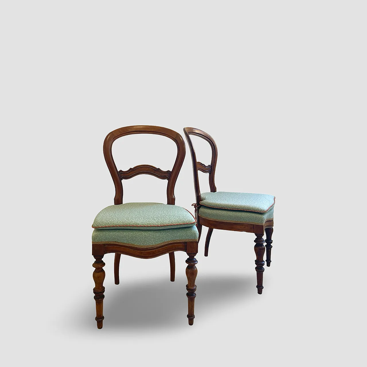 Antique Victorian era ballon back chairs and stool, mid 19th century. 16