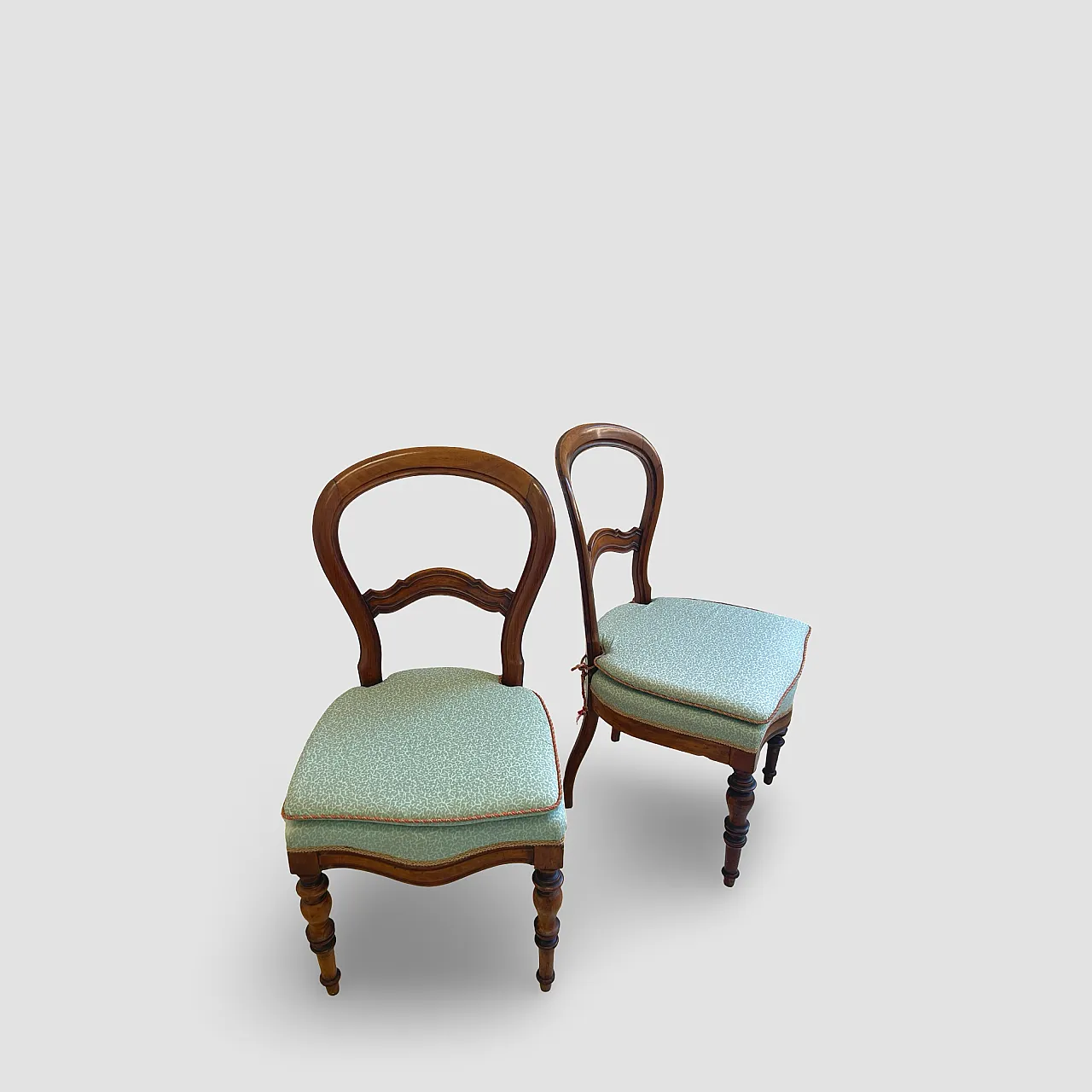 Antique Victorian era ballon back chairs and stool, mid 19th century. 17