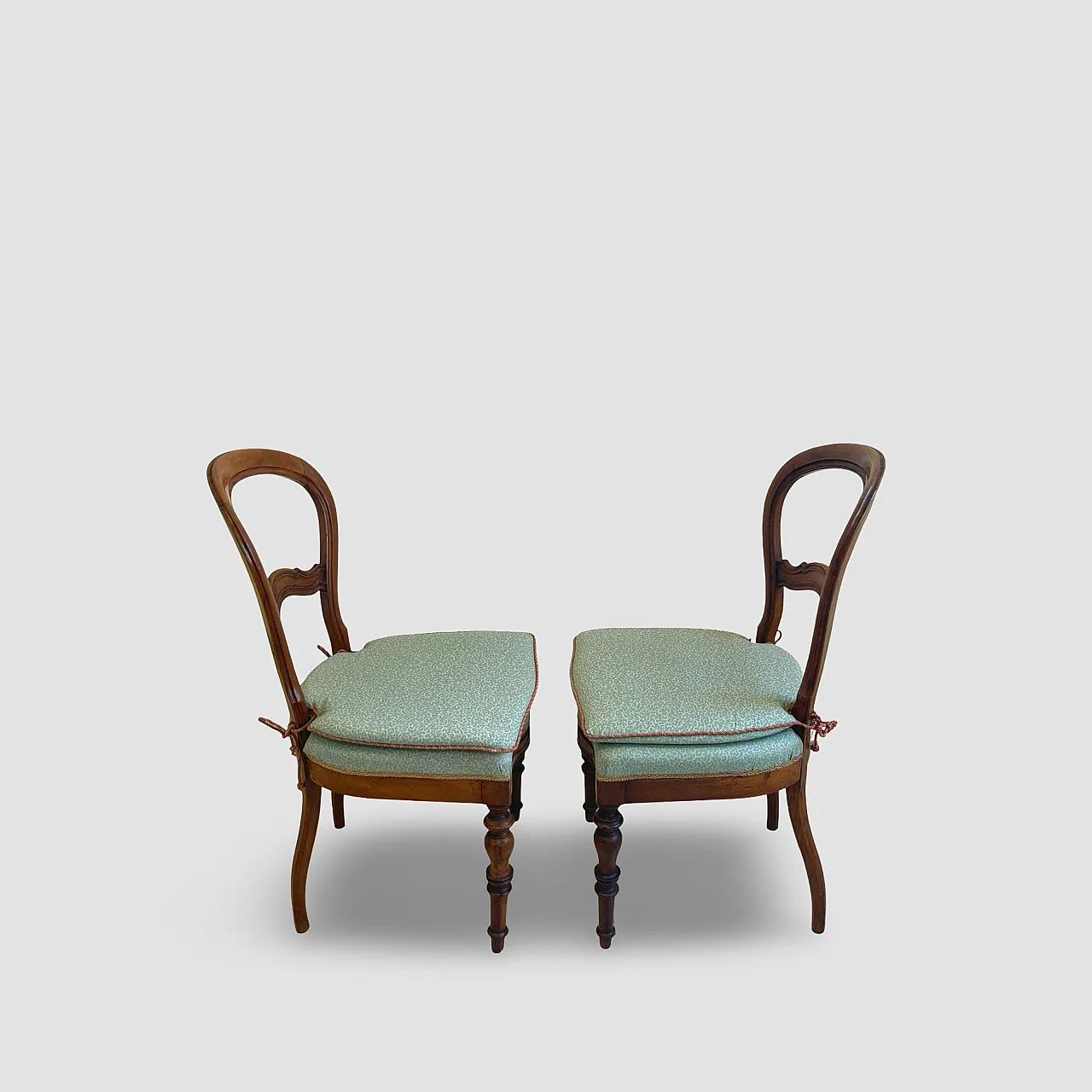 Antique Victorian era ballon back chairs and stool, mid 19th century. 22
