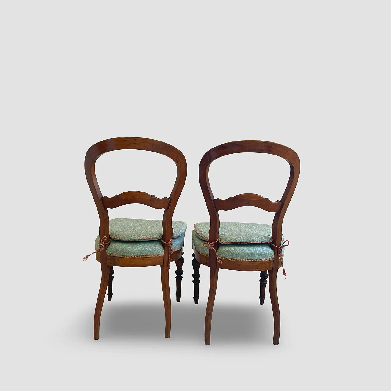 Antique Victorian era ballon back chairs and stool, mid 19th century. 23