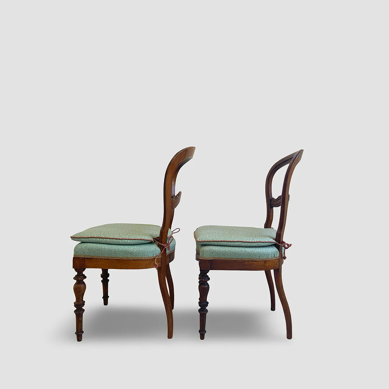 Antique Victorian era ballon back chairs and stool, mid 19th century. 25
