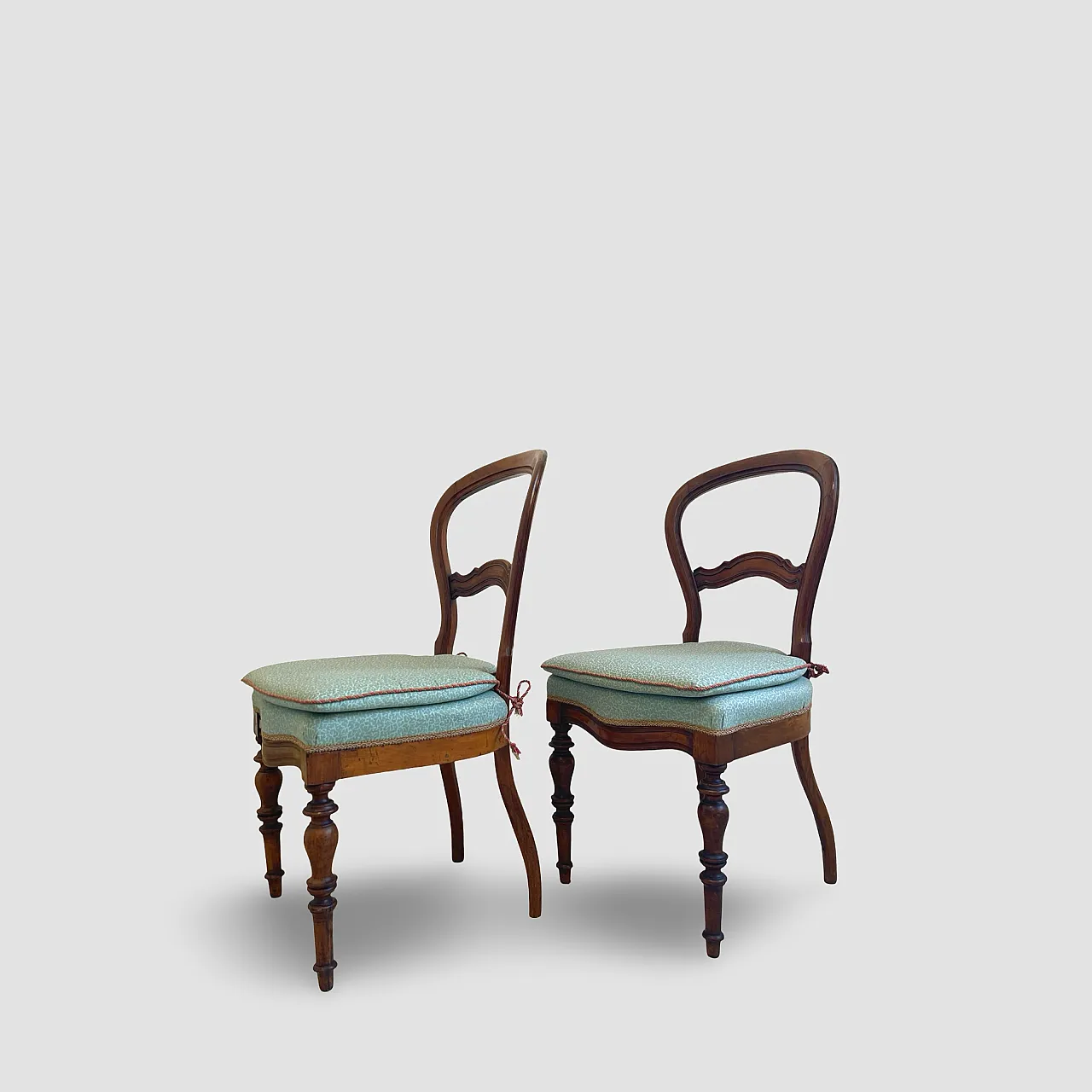 Antique Victorian era ballon back chairs and stool, mid 19th century. 26