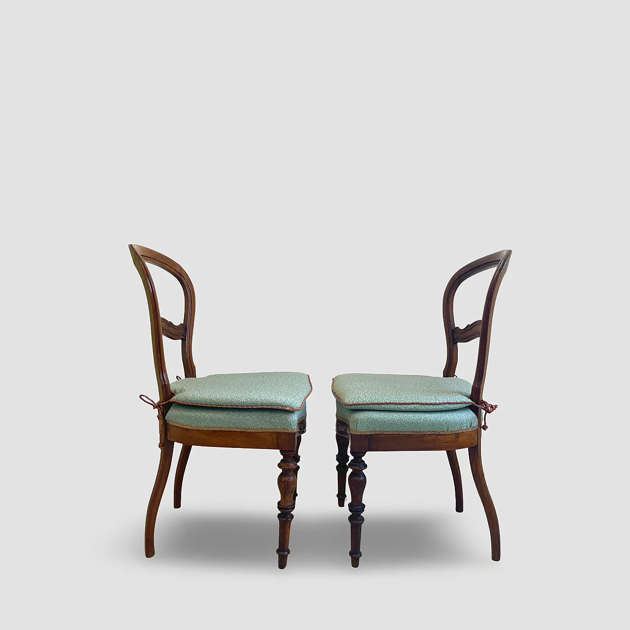 Antique Victorian era ballon back chairs and stool, mid 19th century. 27