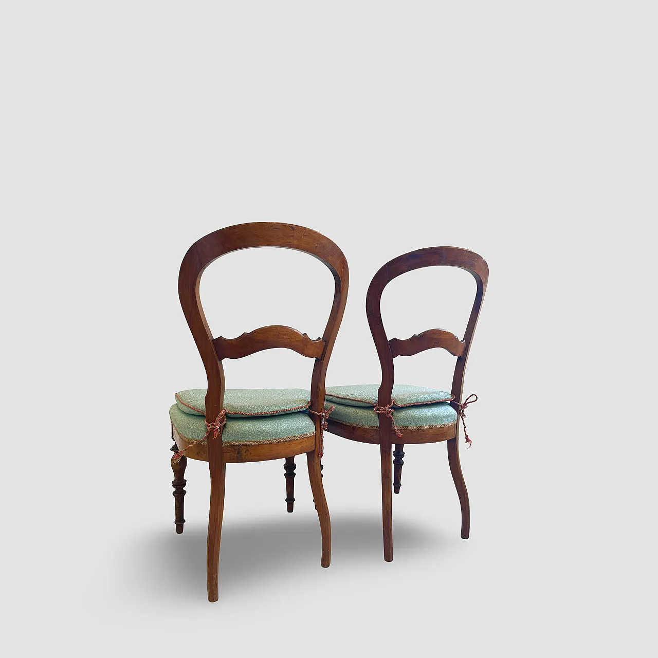 Antique Victorian era ballon back chairs and stool, mid 19th century. 30