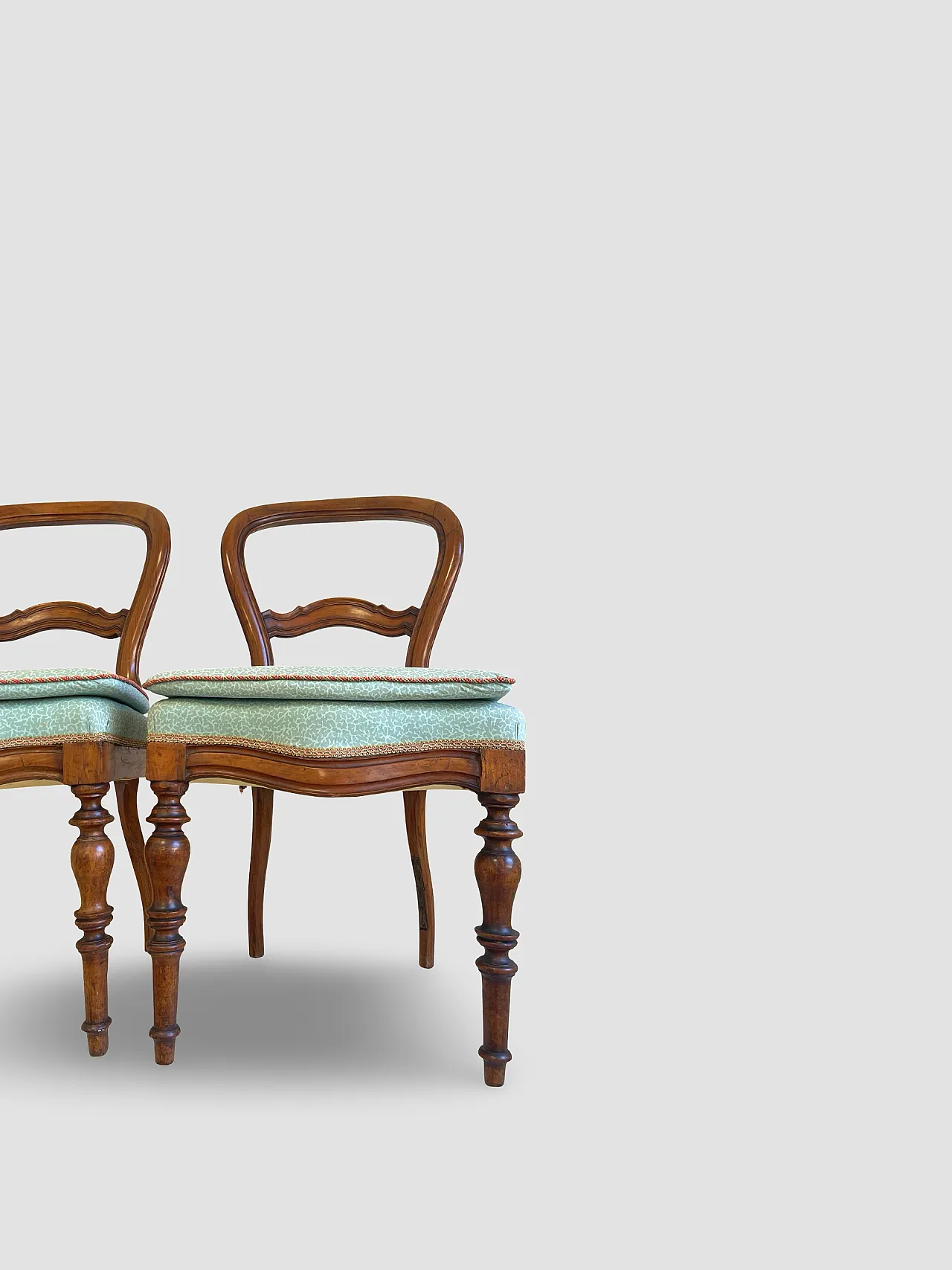 Antique Victorian era ballon back chairs and stool, mid 19th century. 32