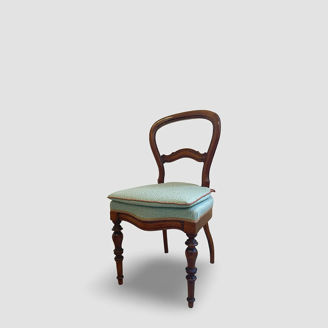 Antique Victorian era ballon back chairs and stool, mid 19th century. 33