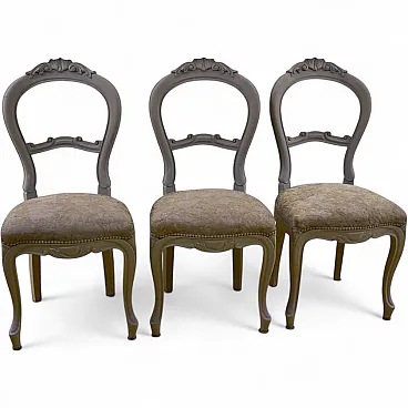 3 Chairs with fabric upholstery, 1940s