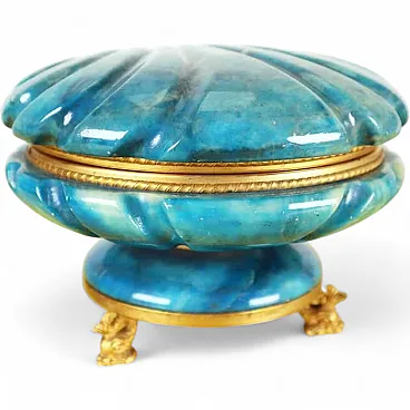 Blue Alabaster shell jewelry box, 1950s