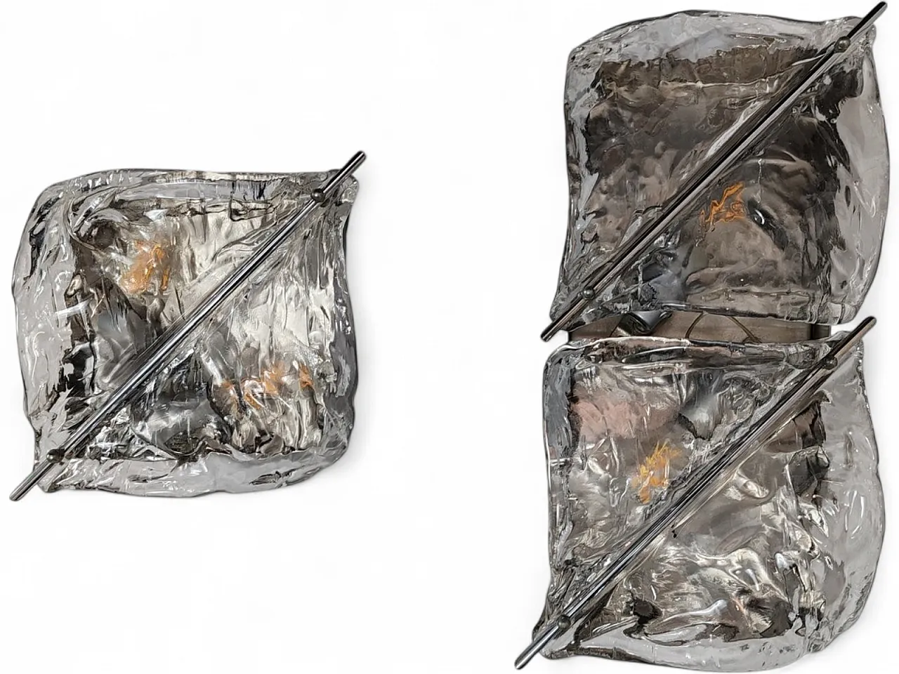 Pair of Murano glass wall lamps from Zero Quattro, 1970s 15