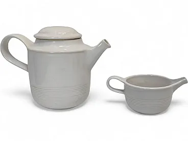 Pair of white ceramic teapot and milk jug by F. Bucci, 1970s