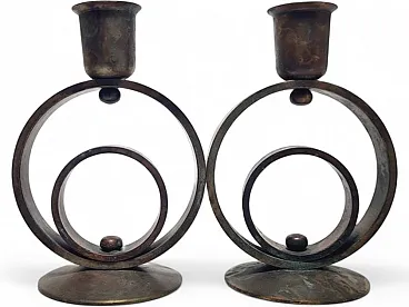 Candelieri Art Déco in ottone, anni '30, set da 2