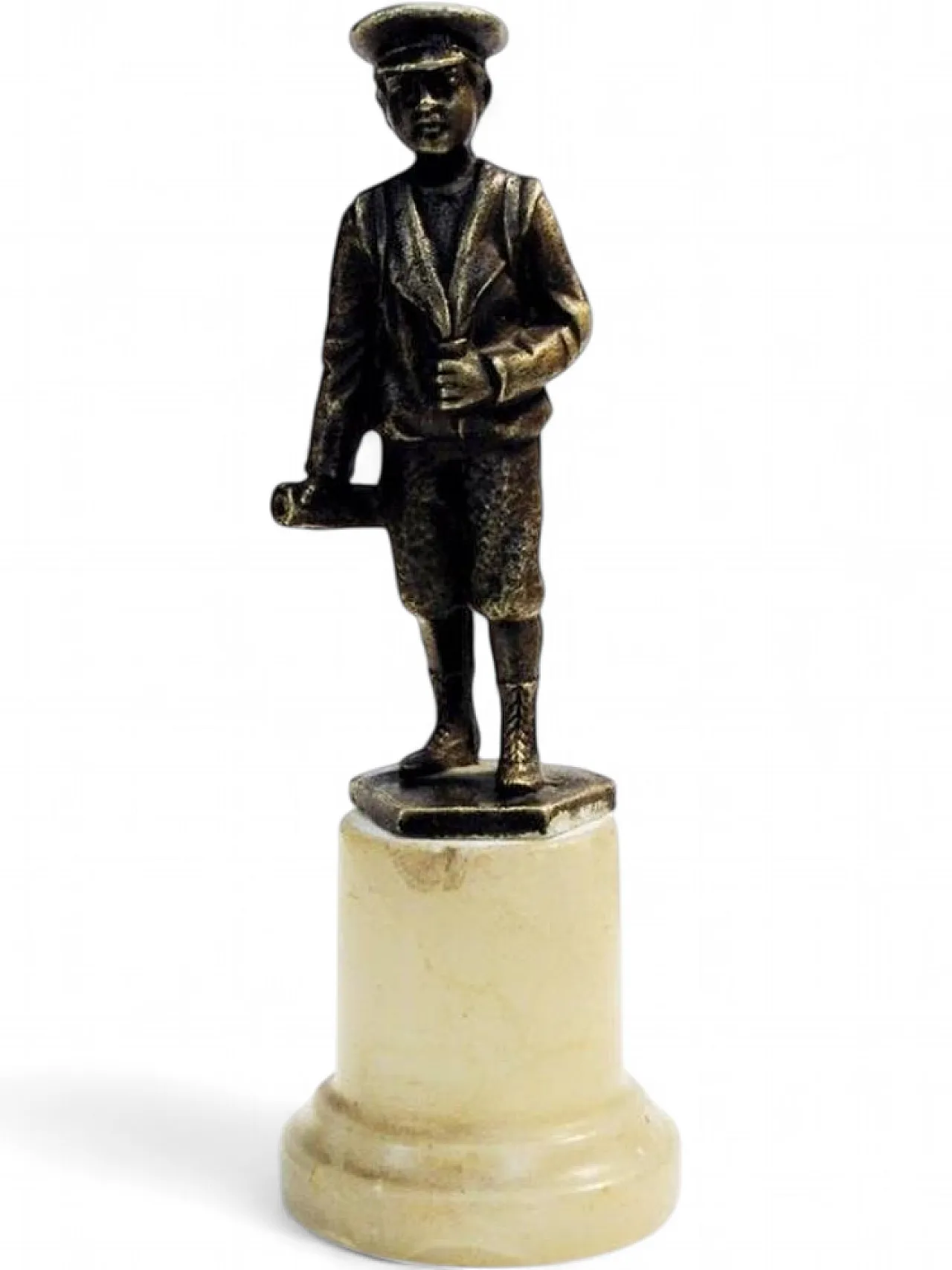 Art Deco Bronze Figurine with Schoolboy, Poland, 1930s 7