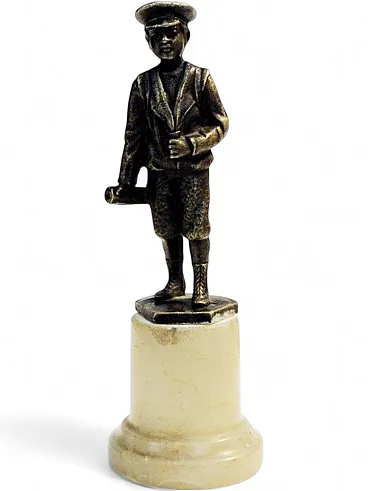 Art Deco Bronze Figurine with Schoolboy, Poland, 1930s