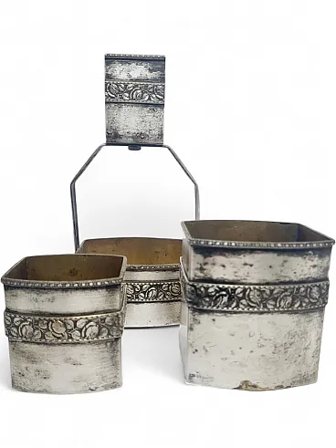 Set da affumicatore tedesco Art Déco, anni '30, set da 3 pezzi
