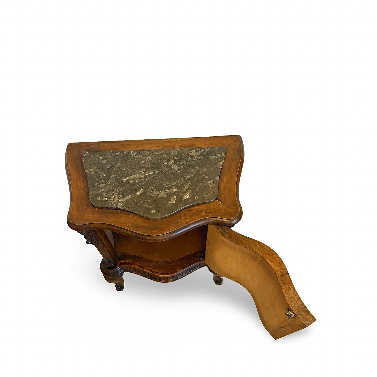 Art deco walnut serpentine nightstands, 30s 28