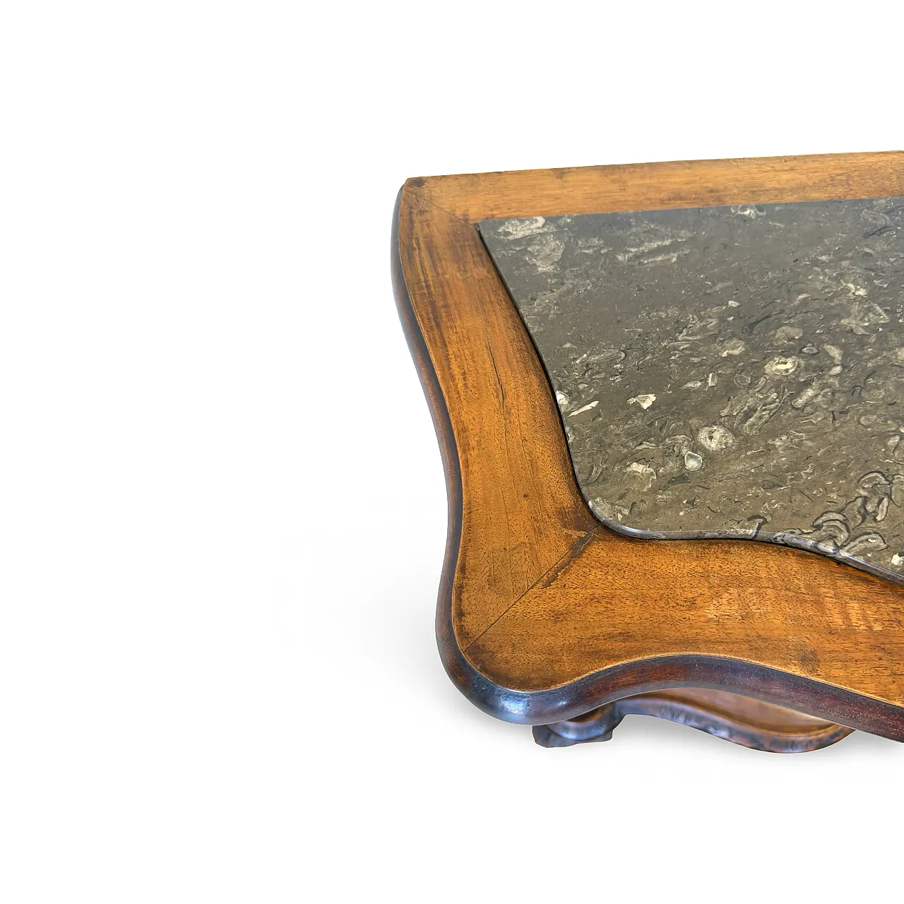 Art deco walnut serpentine nightstands, 30s 30