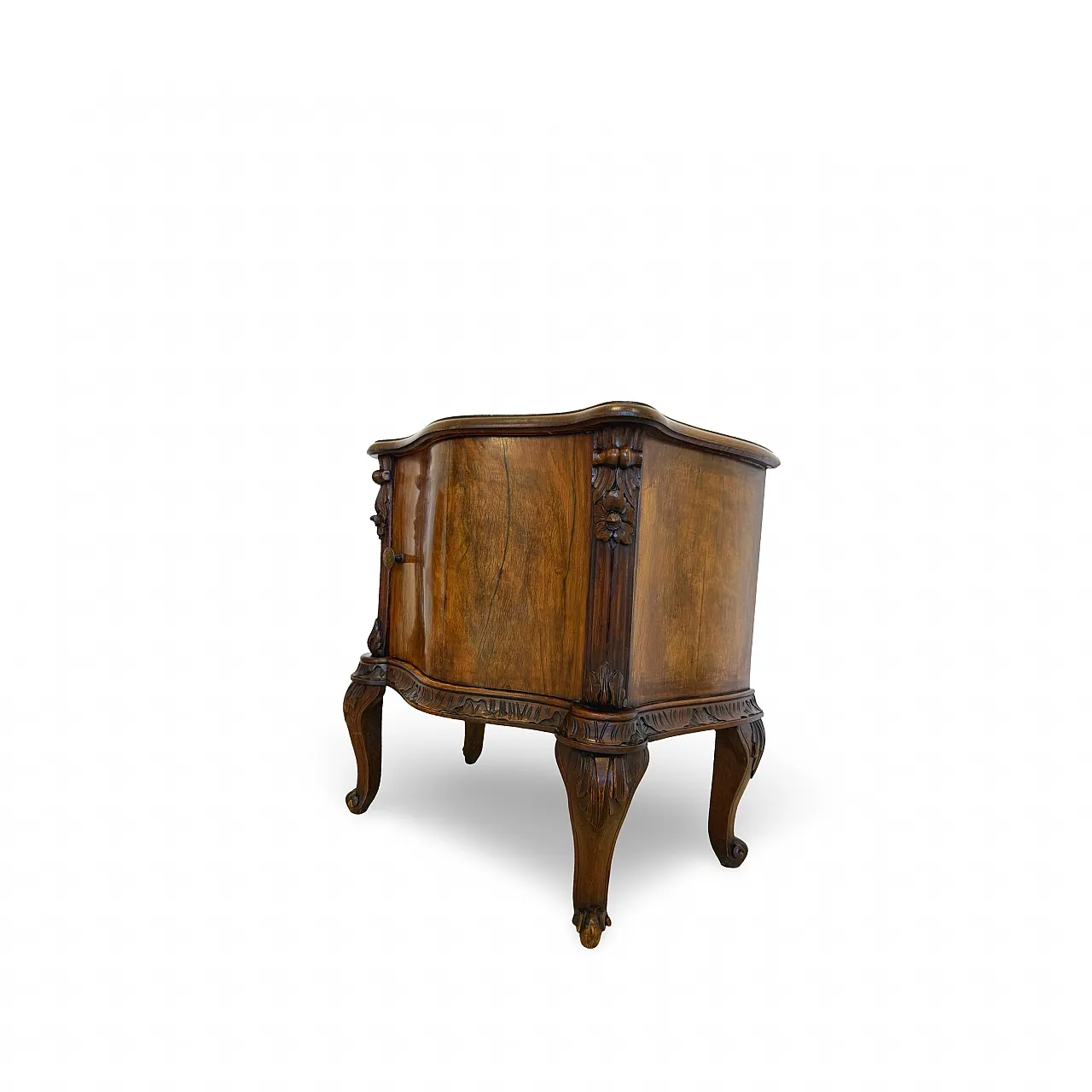 Art deco walnut serpentine nightstands, 30s 42
