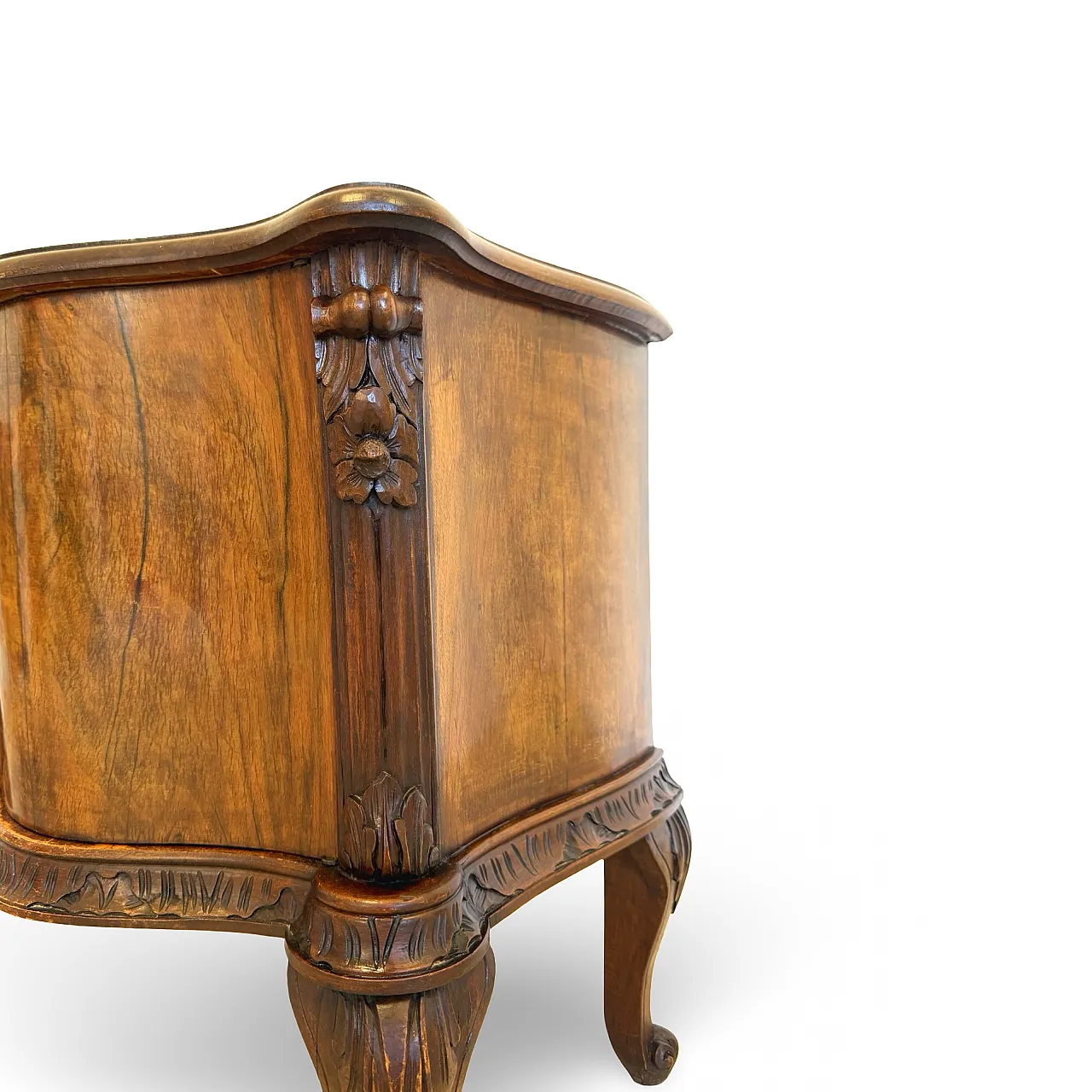 Art deco walnut serpentine nightstands, 30s 43