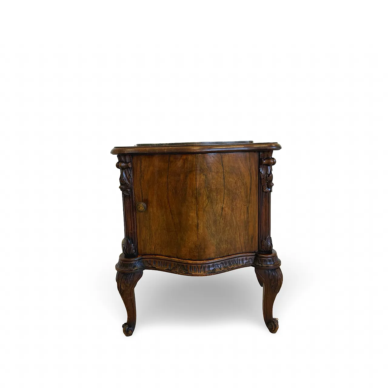 Art deco walnut serpentine nightstands, 30s 45
