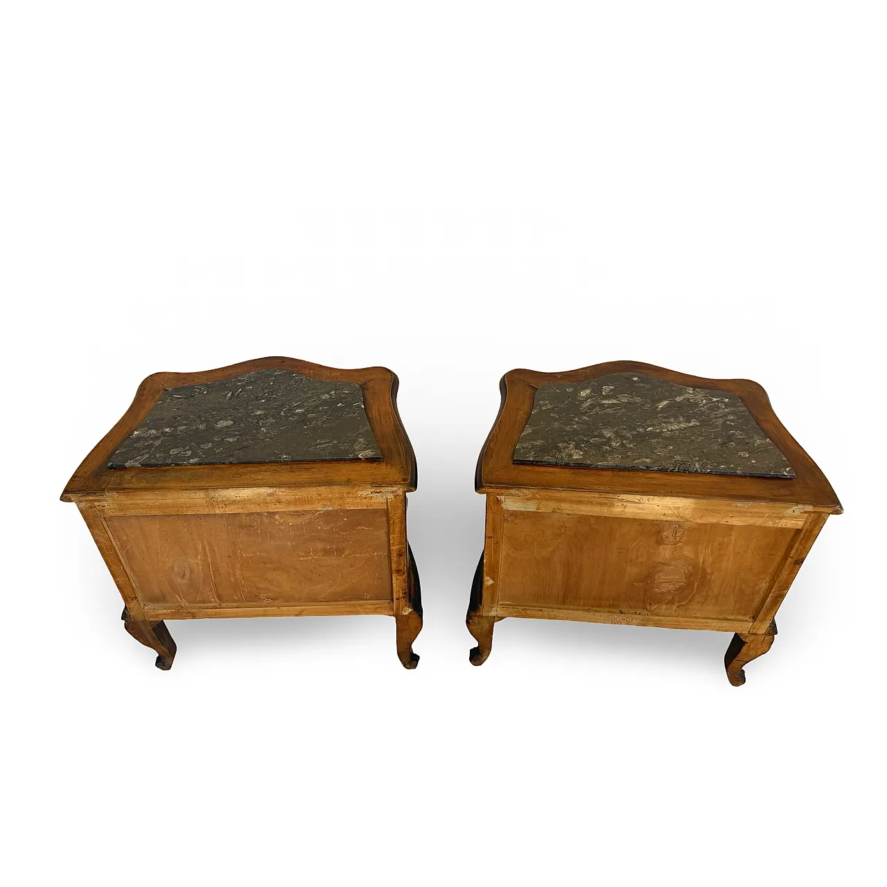 Art deco walnut serpentine nightstands, 30s 51