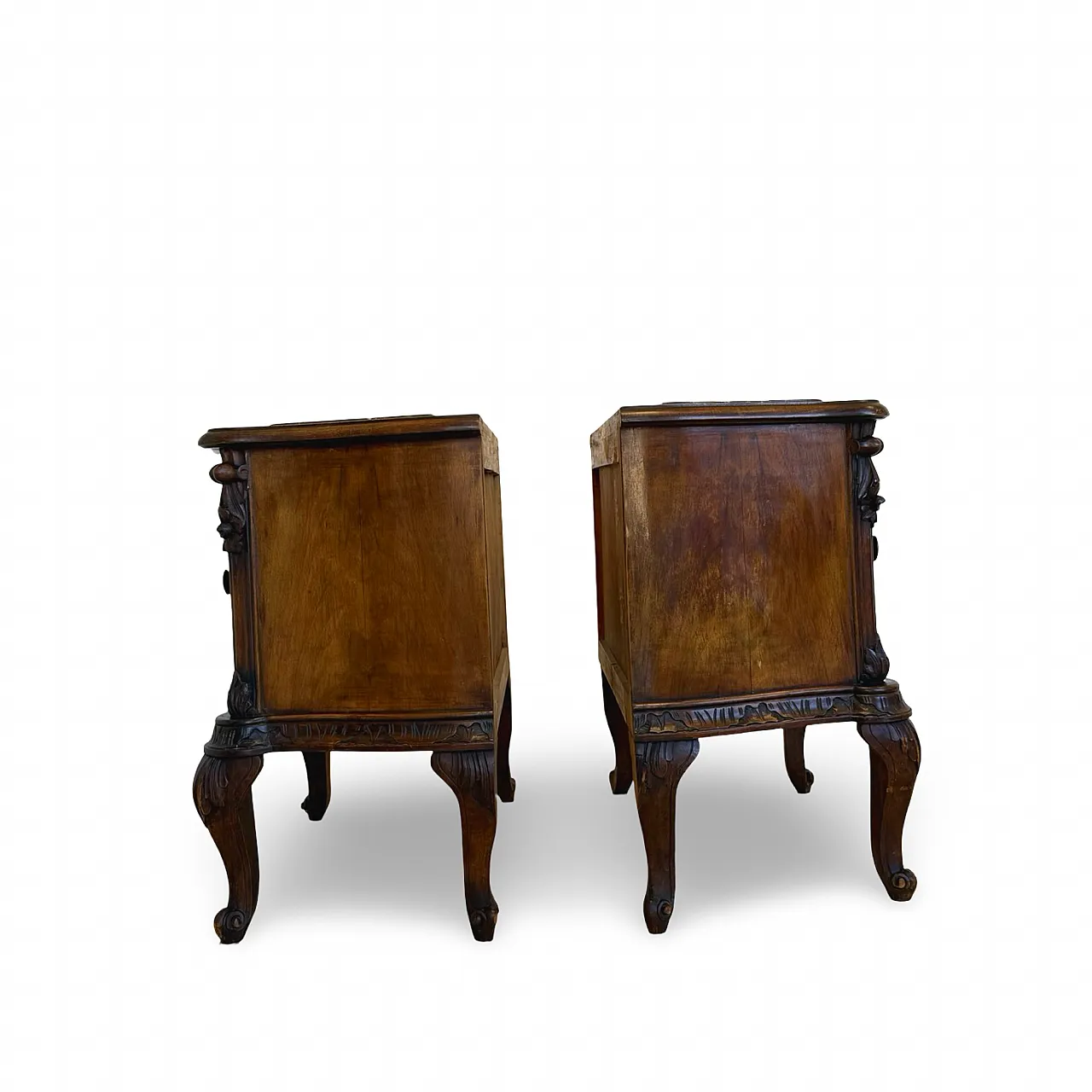 Art deco walnut serpentine nightstands, 30s 53