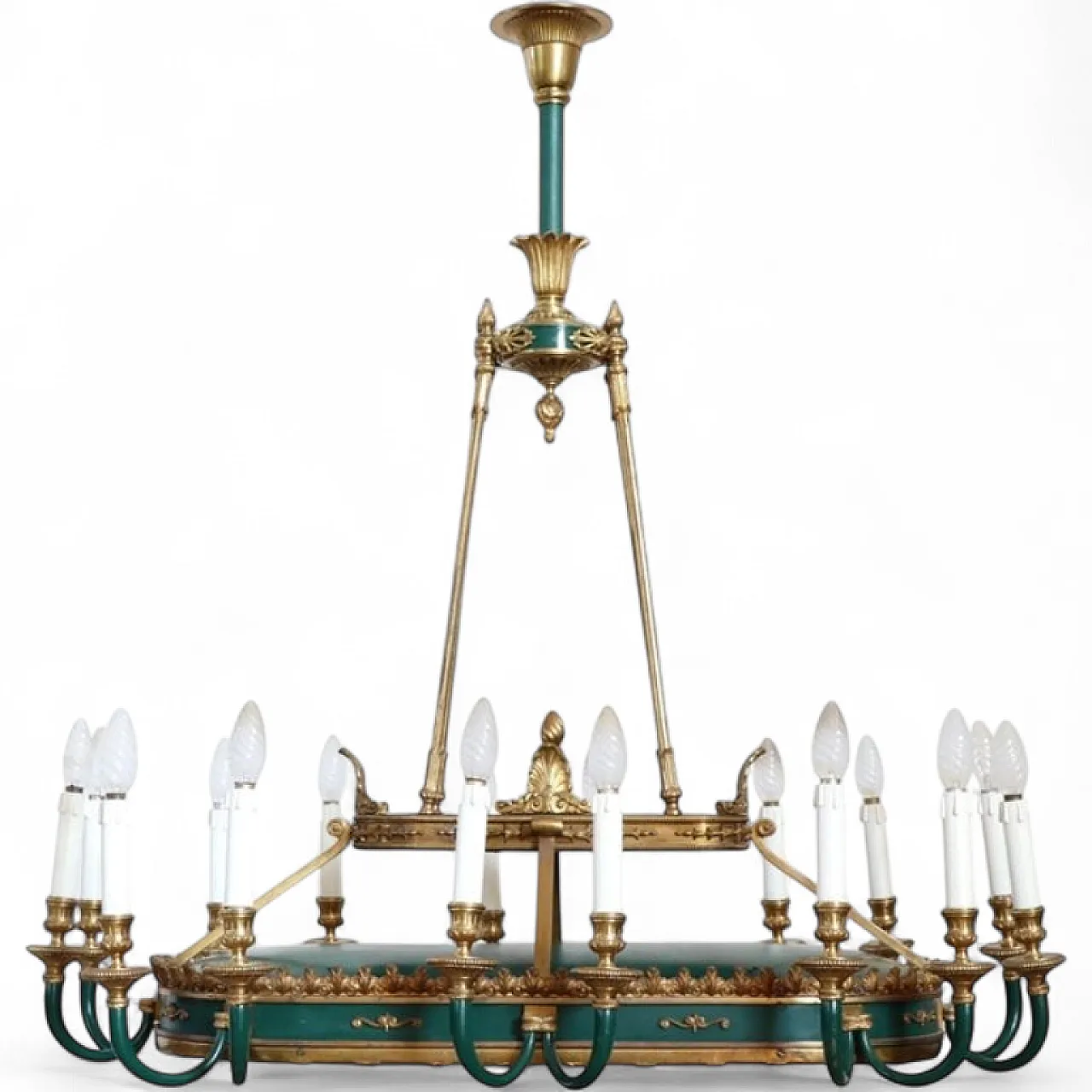 Maestoso lampadario 20 luci in bronzo, inizi '900 20