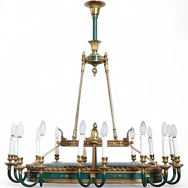 Majestic 20-light bronze chandelier, early 1900s