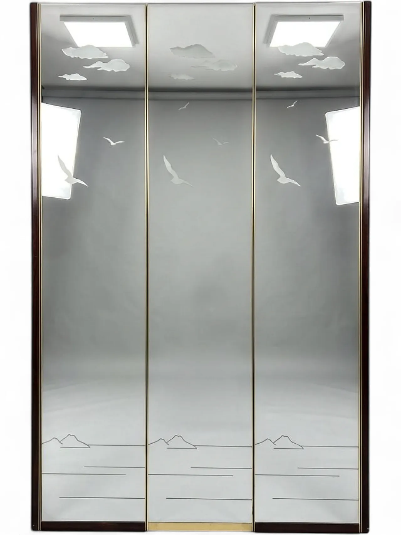 Specchi con luce, anni '70, set di 3 7