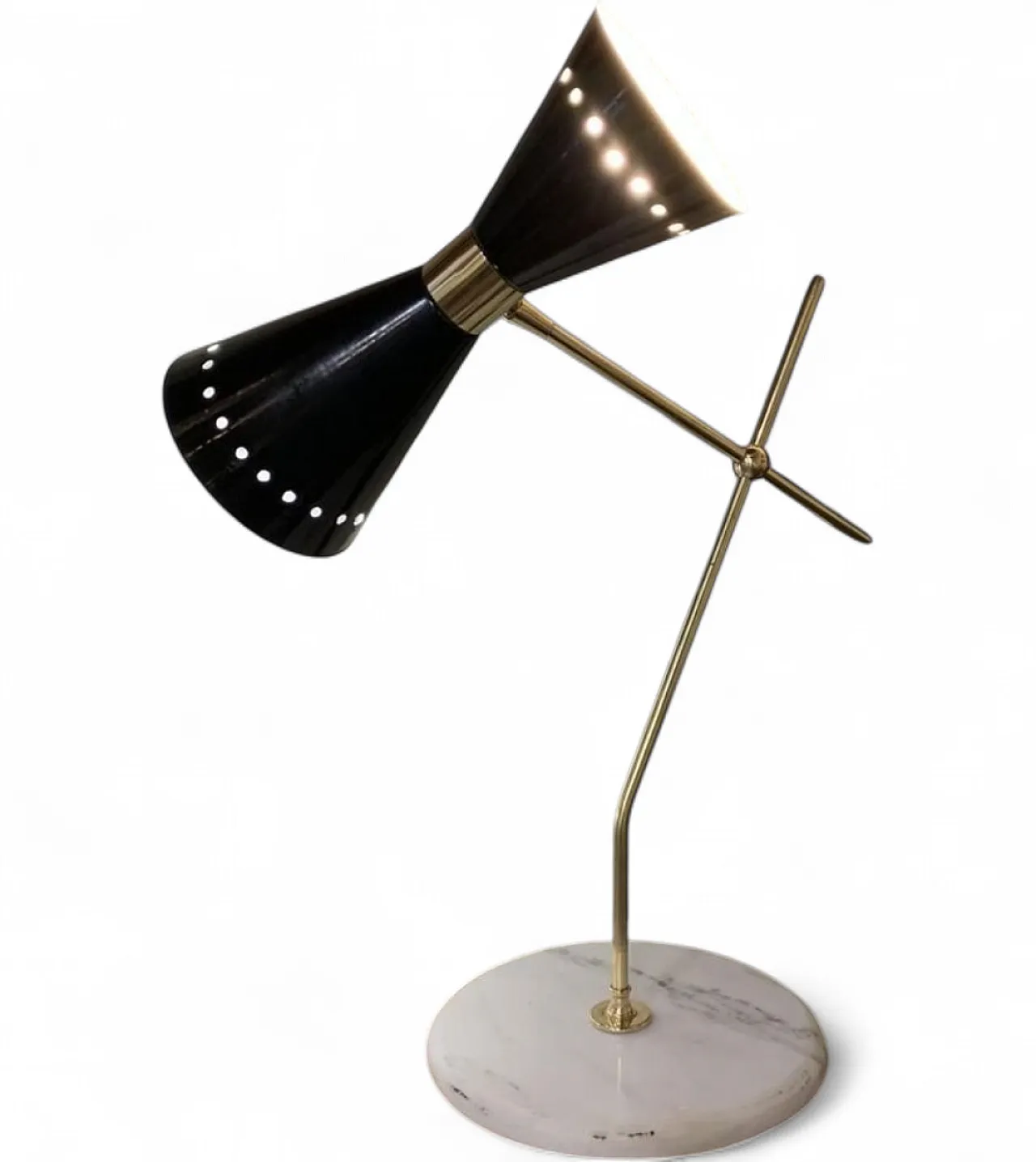 Brass and marble table lamp with adjustable cone by Stilnovo, 1950s 6