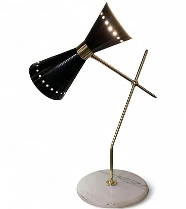 Brass and marble table lamp with adjustable cone by Stilnovo, 1950s